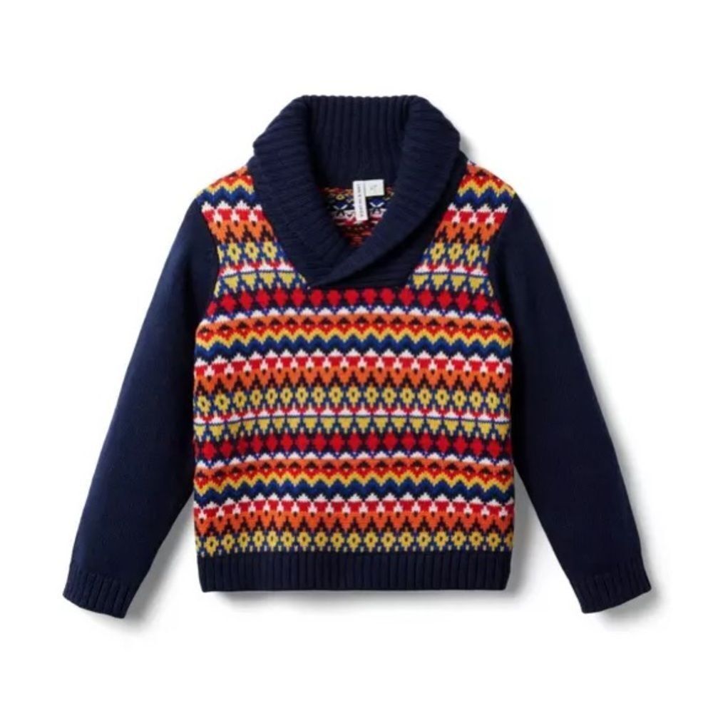 Janie and Jack Fair Isle Shawl Collar Sweater - Picture 1 of 6